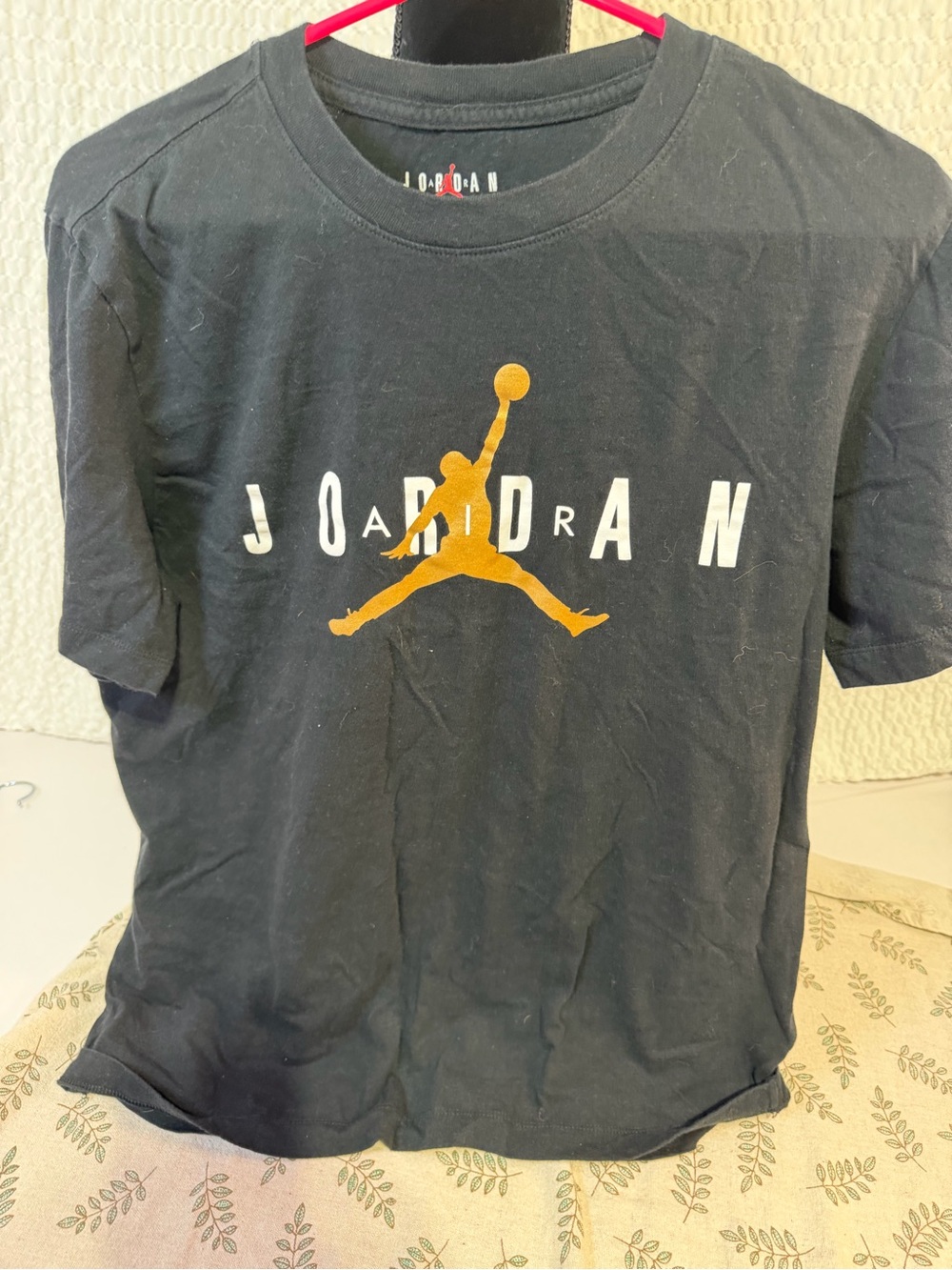 Jordan Black Tee with Gold Jumpman and White Wordmark
